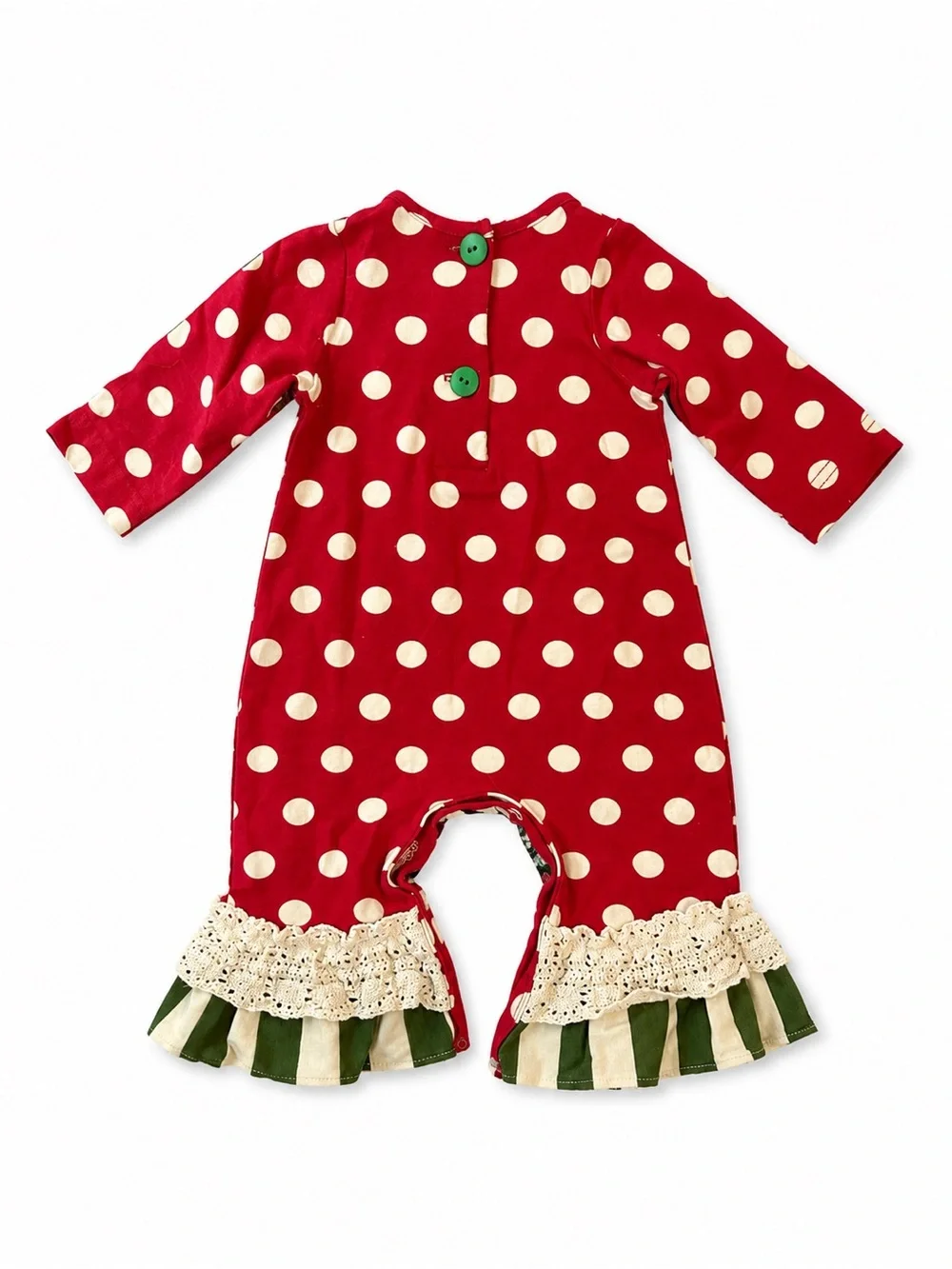 Ric Rac & Ruffles Christmas Polka Dot Romper 0–3M EUC Boutique